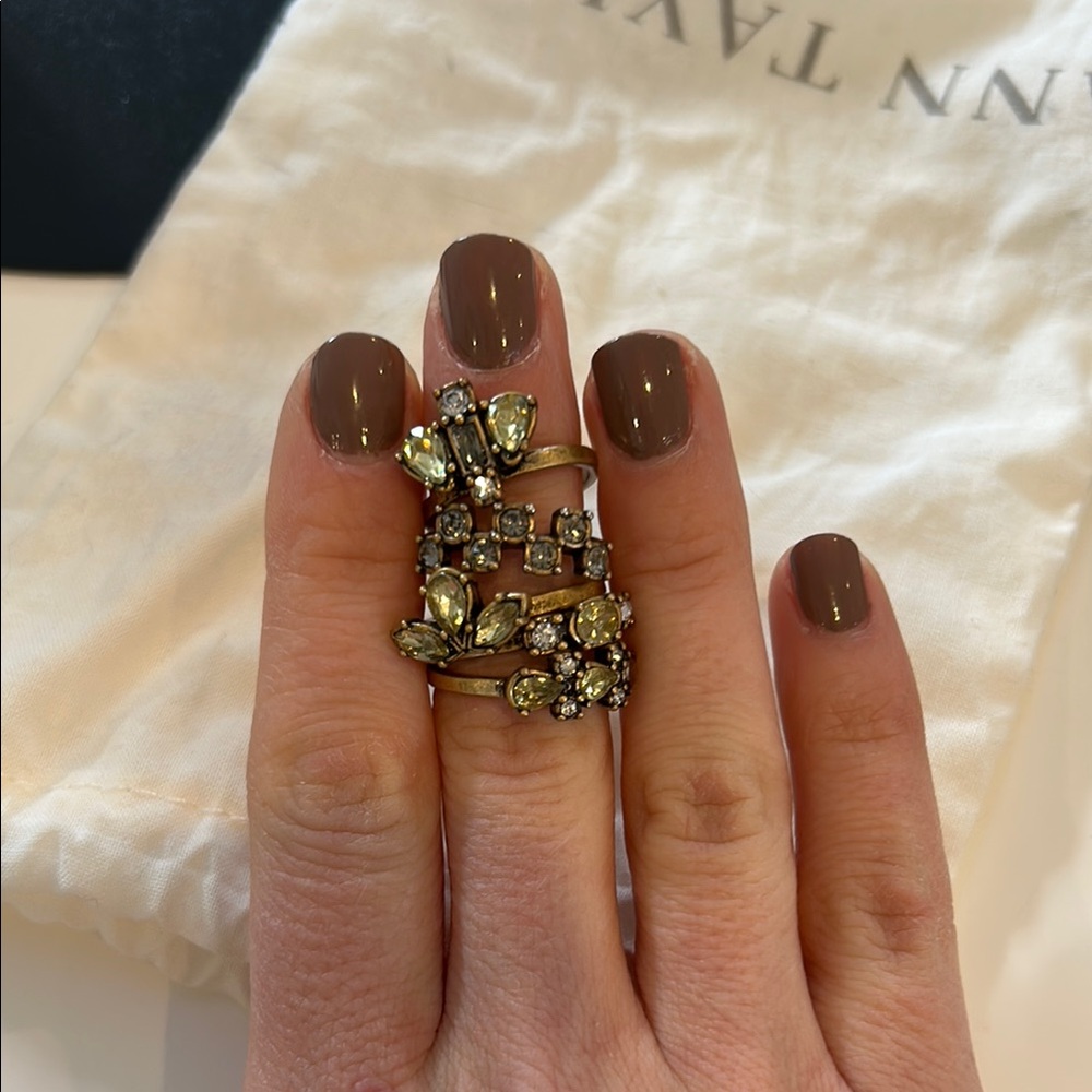 Ann Taylor Gold and Crystal Mix and Match Rings